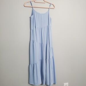 Anrabess Woman's Sky Blue Rayon Sleeveless Dress Summer Nautical Beach Resort S